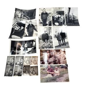 Vtg Junk Drawer Lot of 15 Monochrome Color Photos Siblings Growing Up